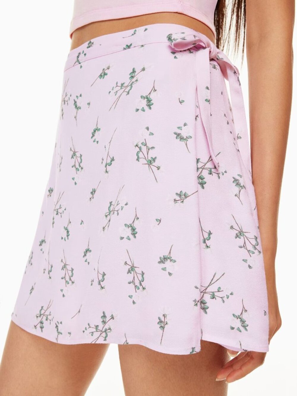 Aritzia Sunday Best Dawson Wrap Mini Skirt Lilac Bloom Green Size Medium